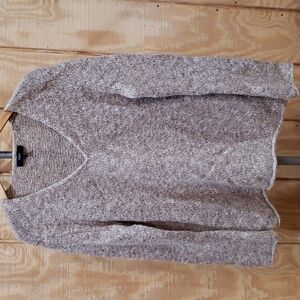 SABA Brown Wool Cotton Blend V-Neck Long Sleeve Knit Sweater Size L